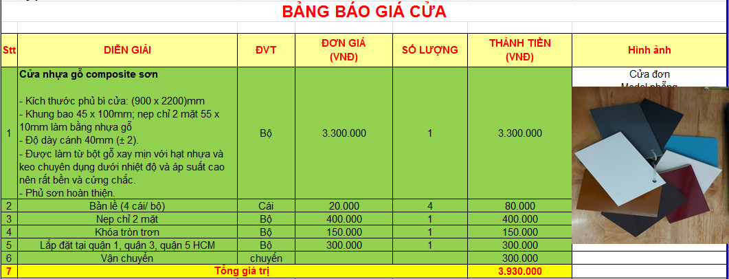 Giá Cửa Nhựa Giả Gỗ tại quận 1 - quận 3 - quận 5 | Tp. Hồ Chí Minh
