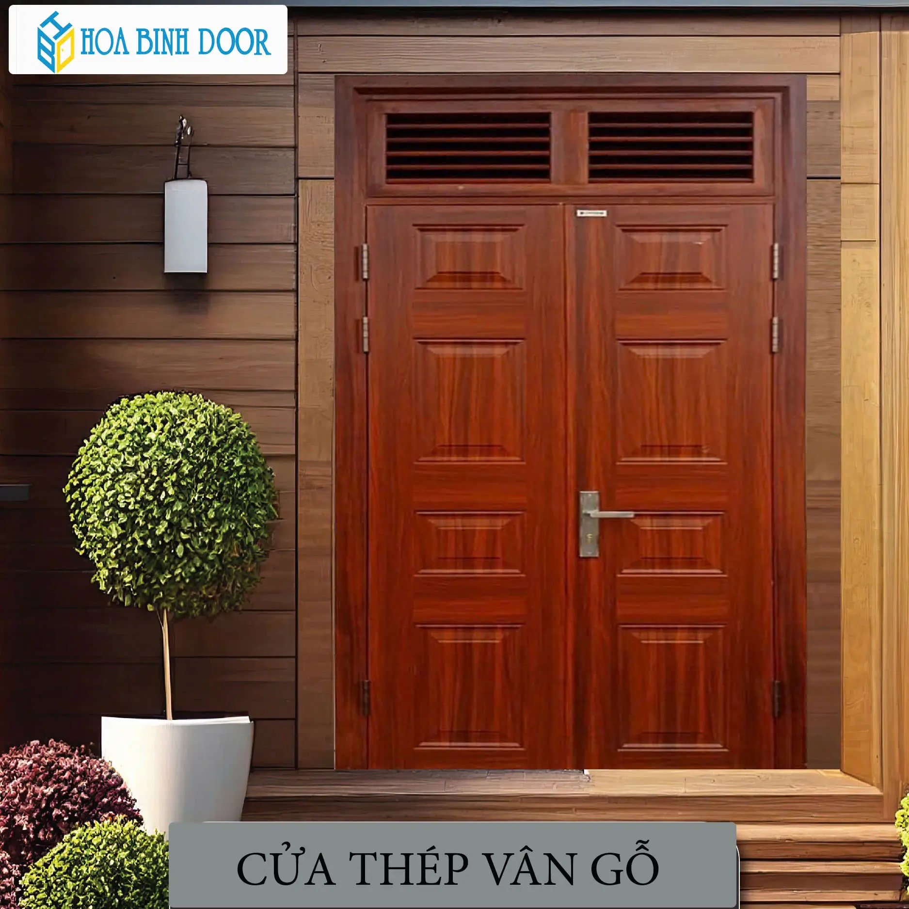 Cửa thép vân gỗ 2 cánh Cửa thép vân gỗ 2 cánh