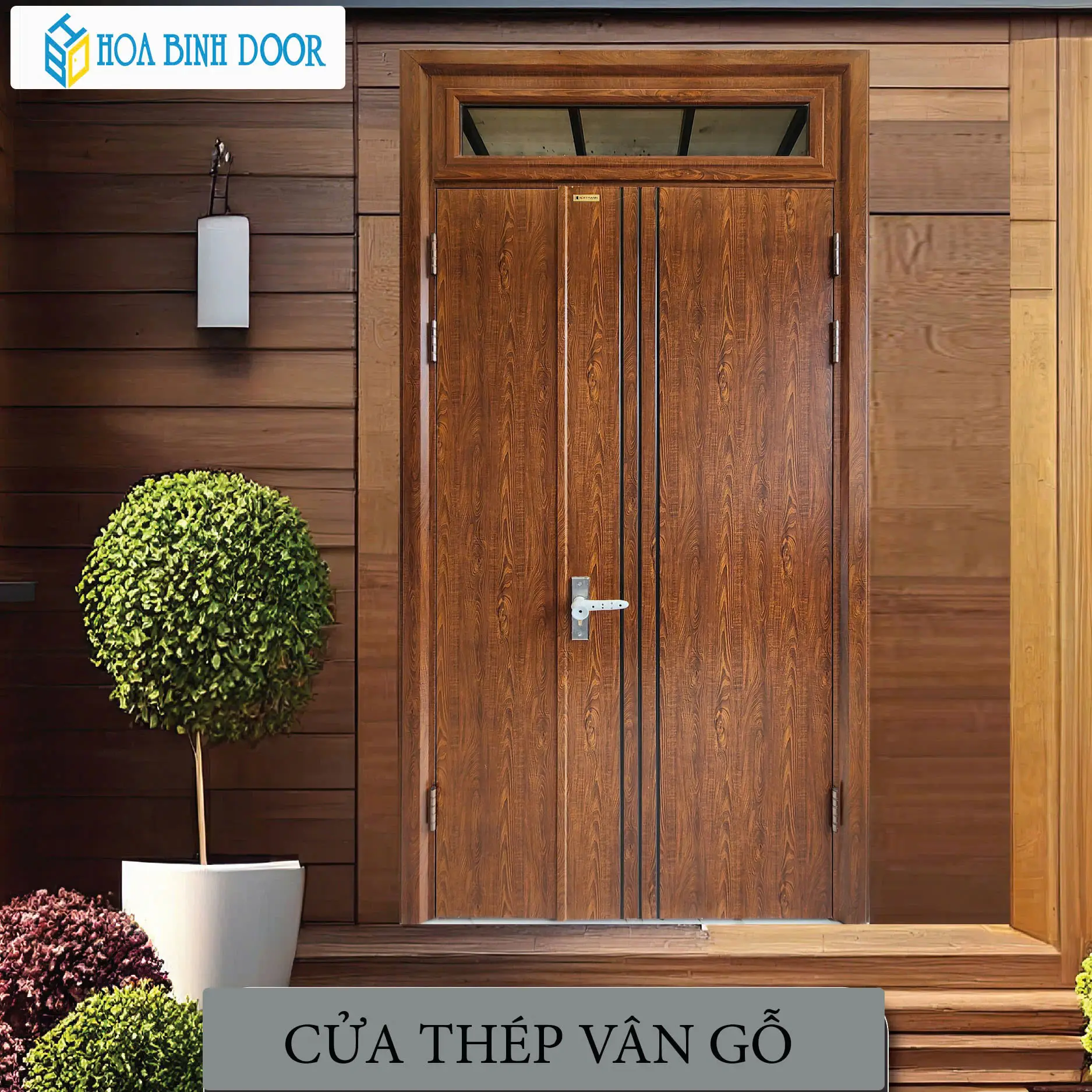Cửa thép vân gỗ 2 cánh